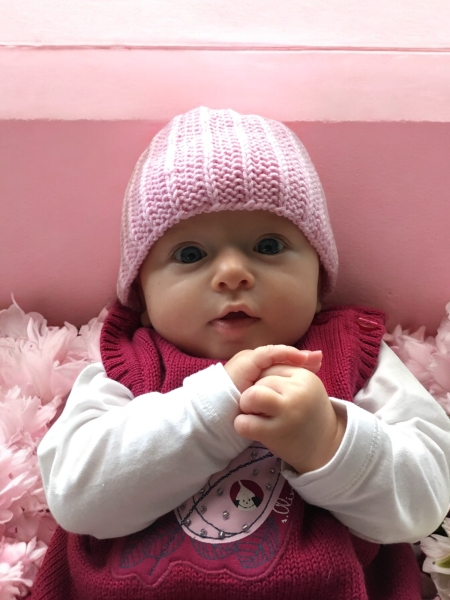 Bio-Babyhaube aus 100 % Bio-Merinowolle, GOTS-zertifiziert, mulesing-frei
